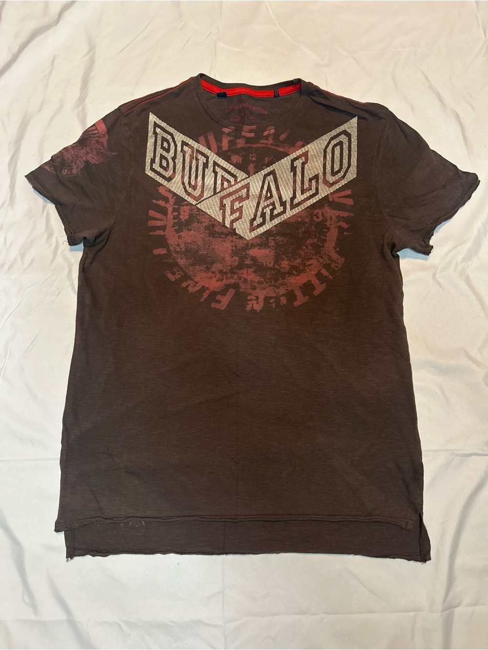Buffalo David Bitton Graphic Tee in Charcoal with Red Accents